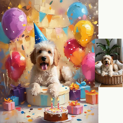 Birthday-themed Custom Pet Portrait