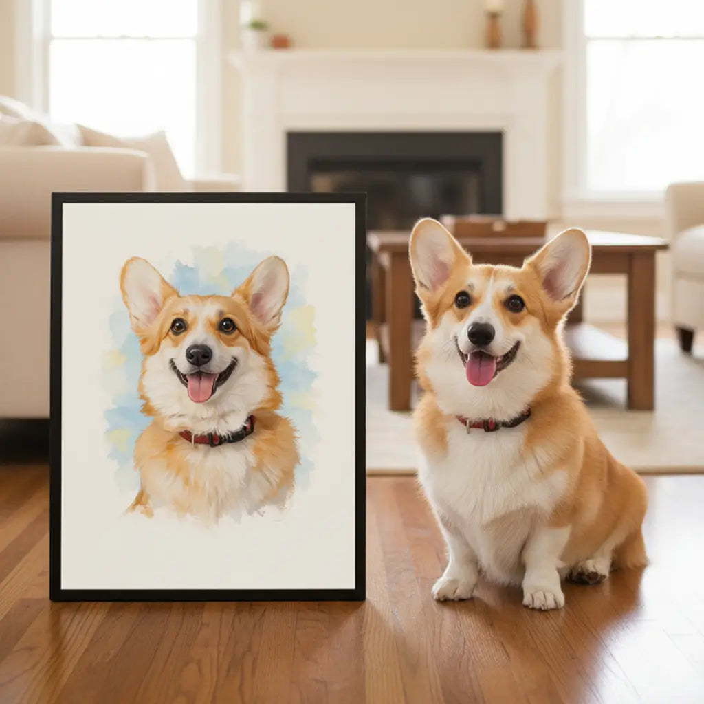 Watercolor Oil Mix Pet Portrait