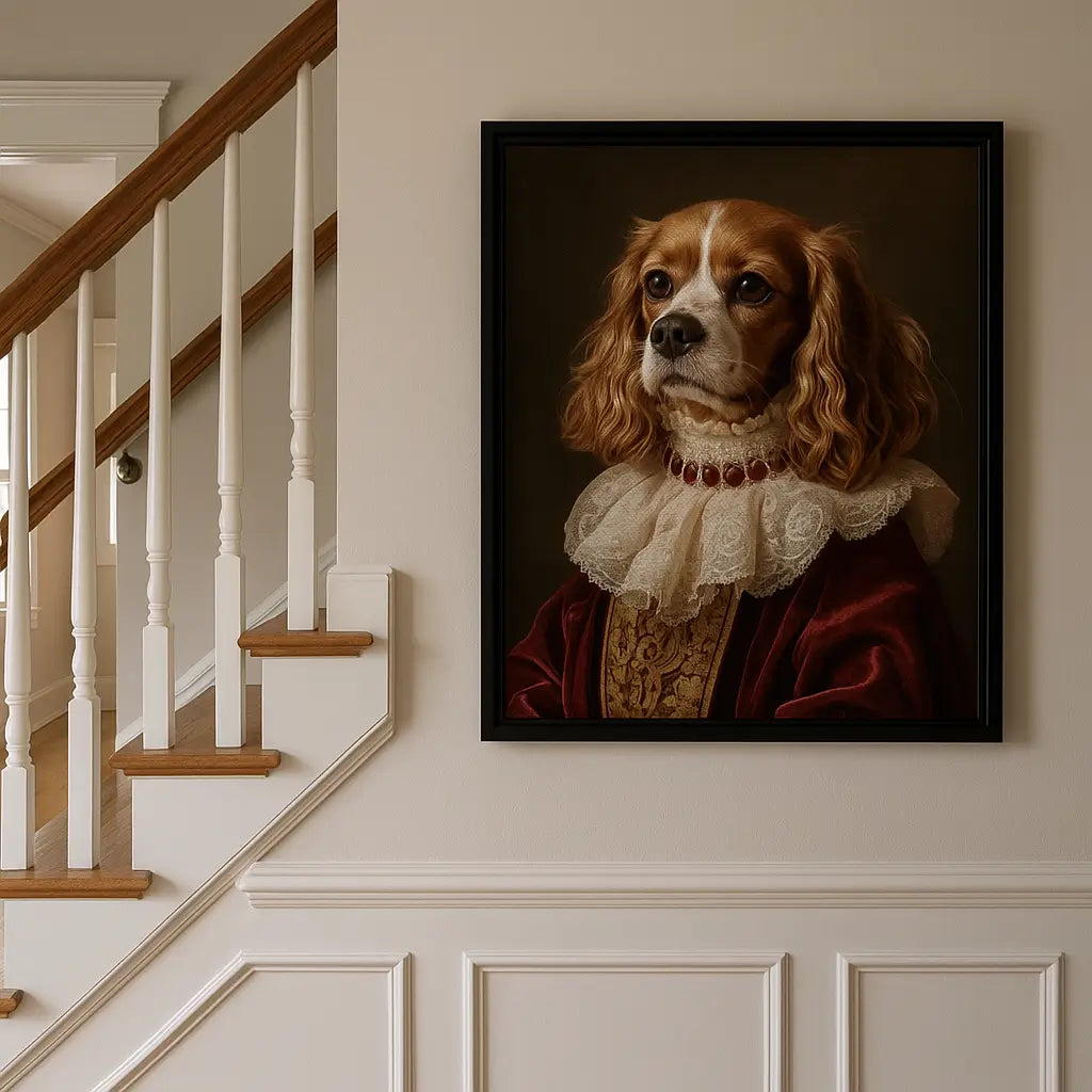 Renaissance Pet Portrait Oil Painting_one pet