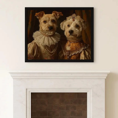Renaissance Pet Portrait Oil Painting_two pets