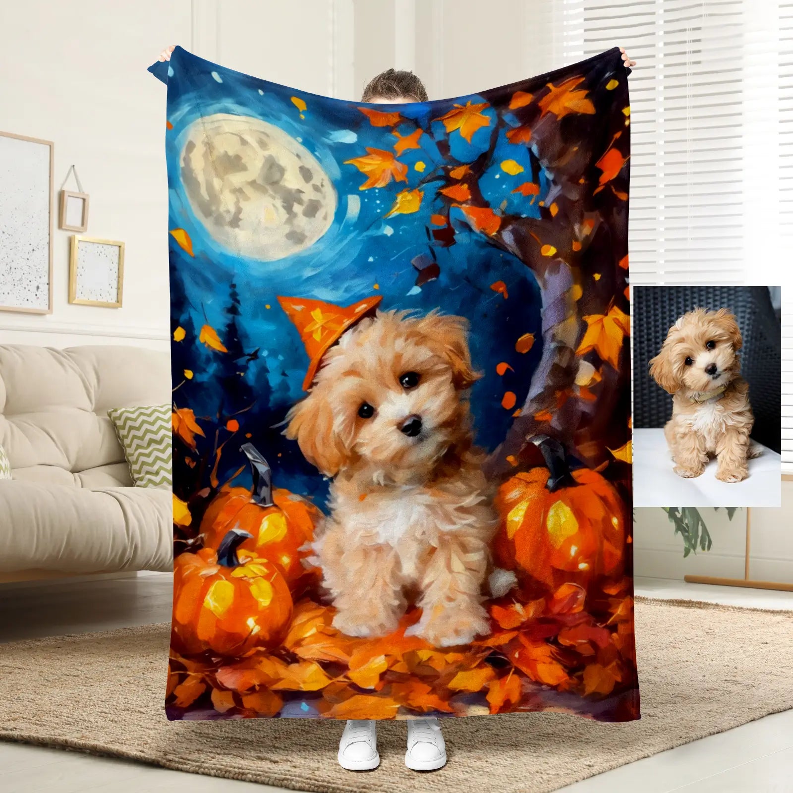 Halloween-Themed Custom Pet Blanket