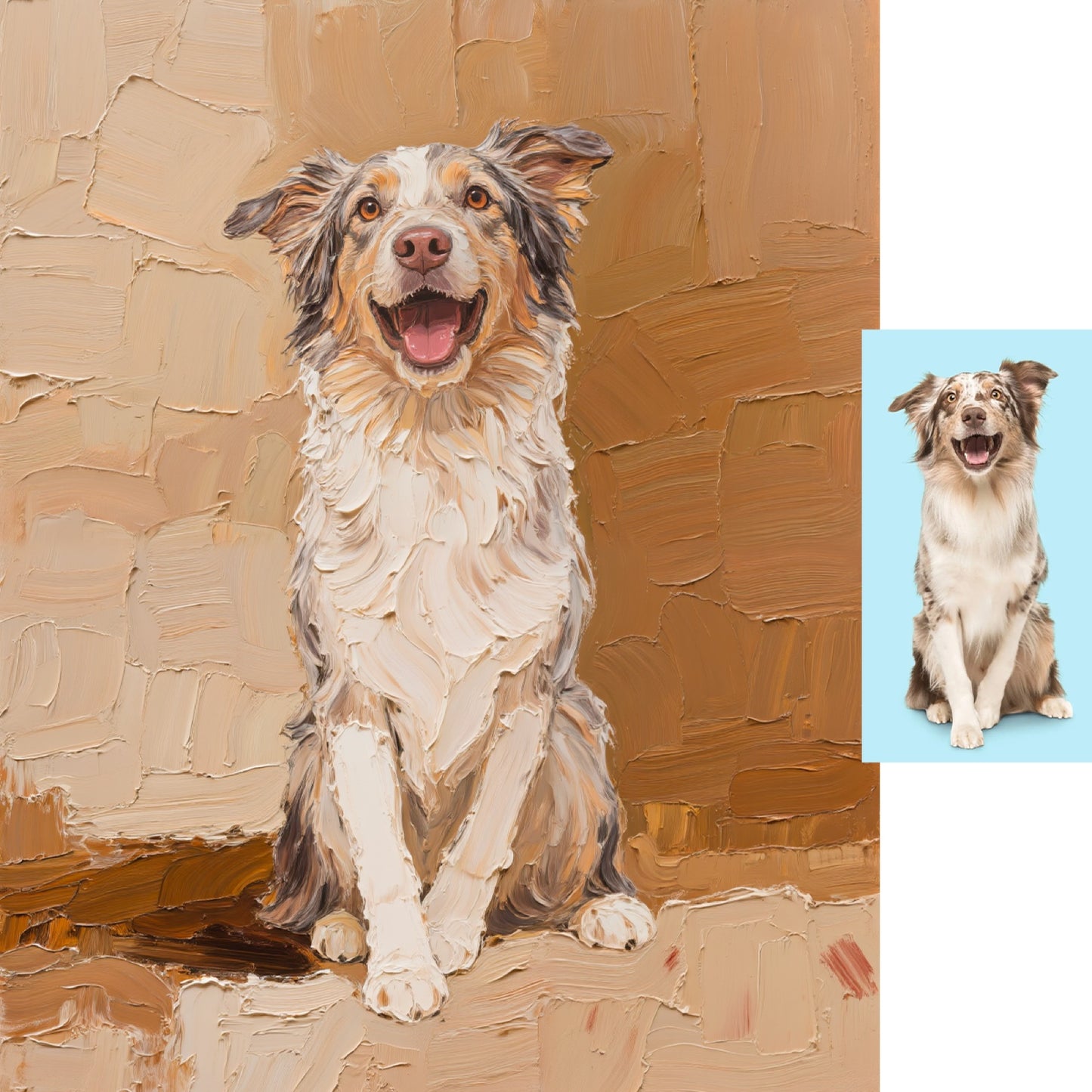 Before and after: pet photo to textured oil portrait