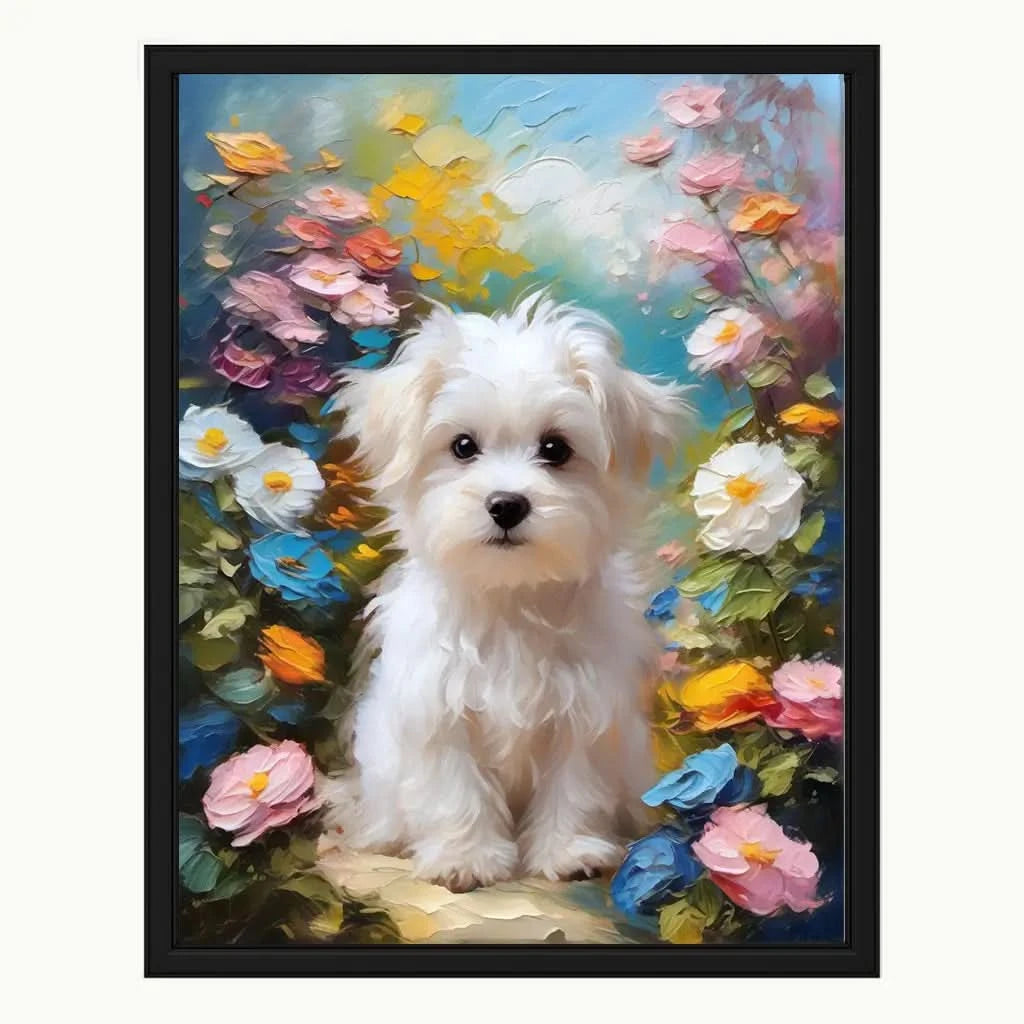 Monet-style garden oil painting pet portrait