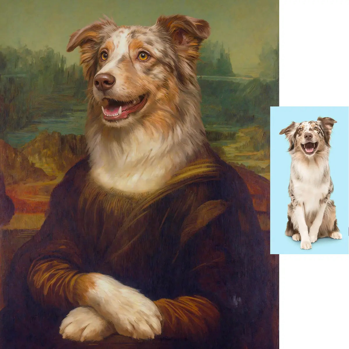 Custom Australian Shepherd Mona Lisa royal style wall art by Tailprints