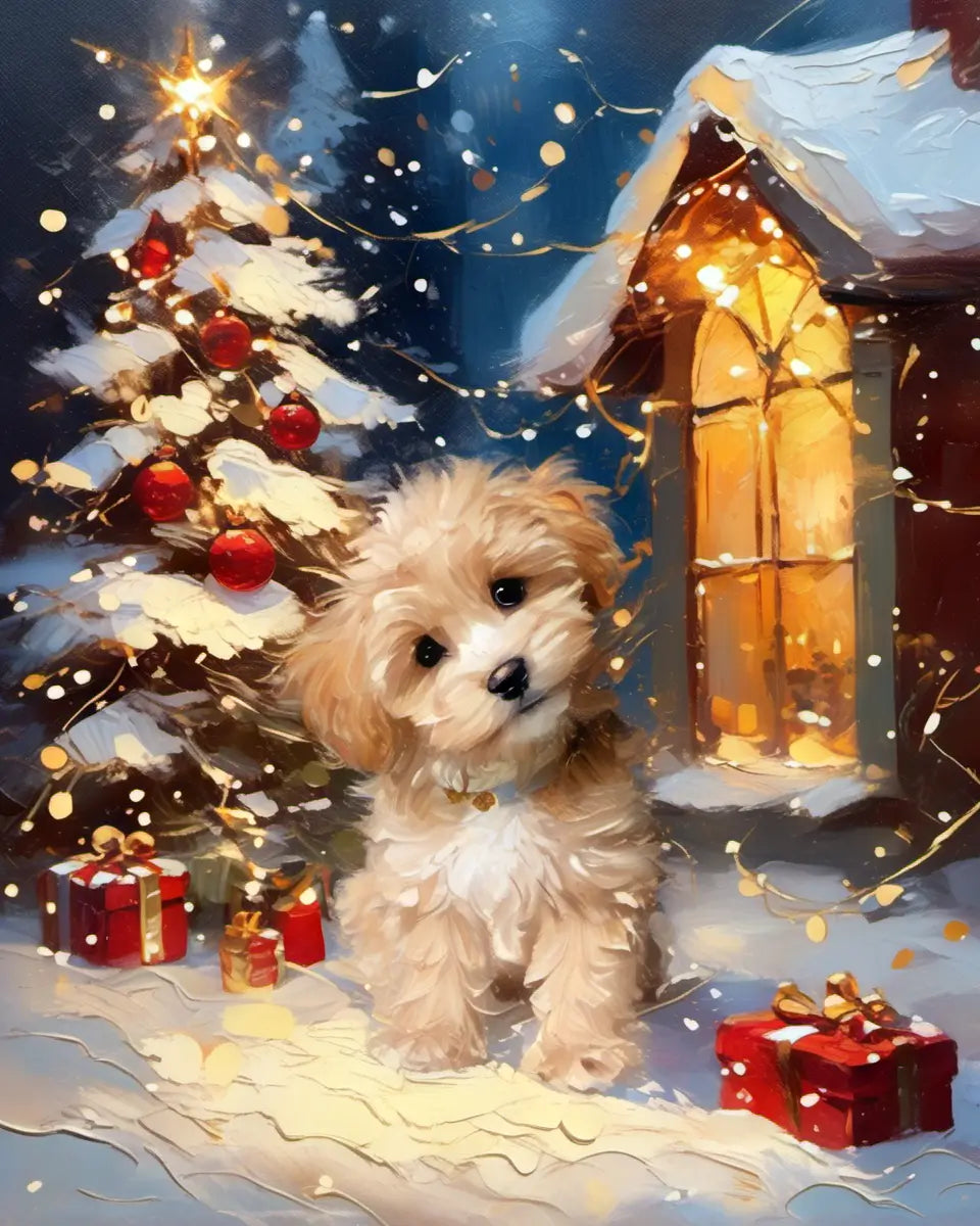 Christmas-themed Custom Pet Portrait
