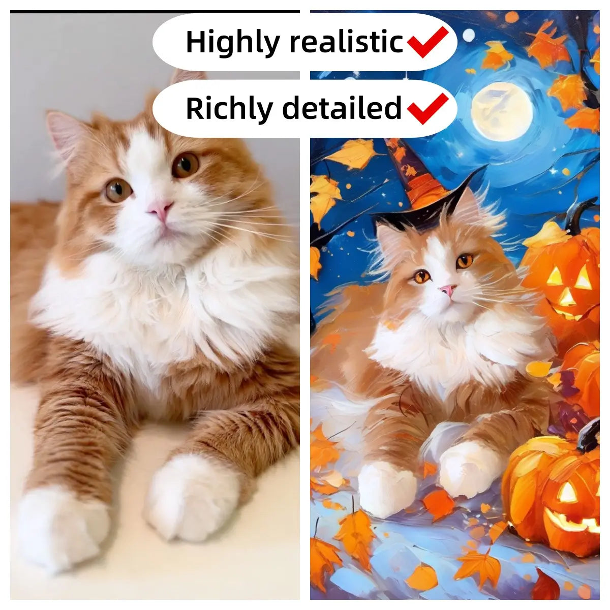 Custom Longhair Cat Oil Painting from Photo by Tailprints