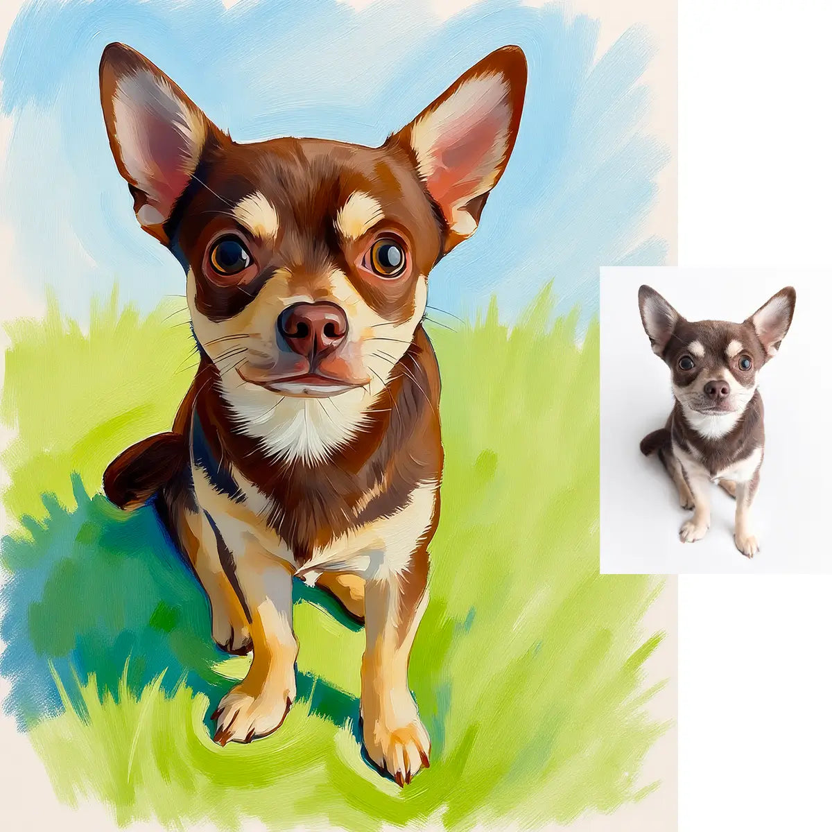 Custom Chihuahua modern impasto impressionism dog art on canvas by Tailprints