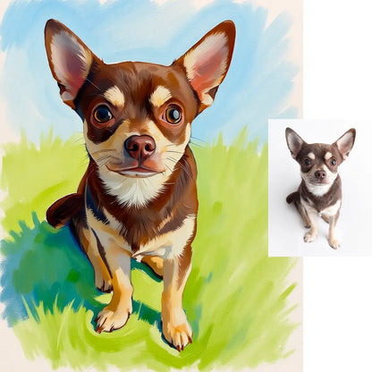 Custom Chihuahua modern impasto impressionism dog art on canvas by Tailprints