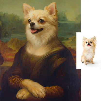 Personalized Long Haired Chihuahua Mona Lisa canvas pet gift by Tailprints