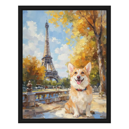 Custom Corgi Eiffel Tower Paris Autumn Oil Painting by Tailprints