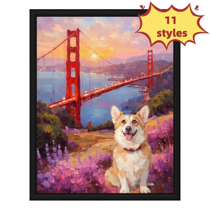Personalized Corgi Golden Gate Bridge San Francisco Art by Tailprints