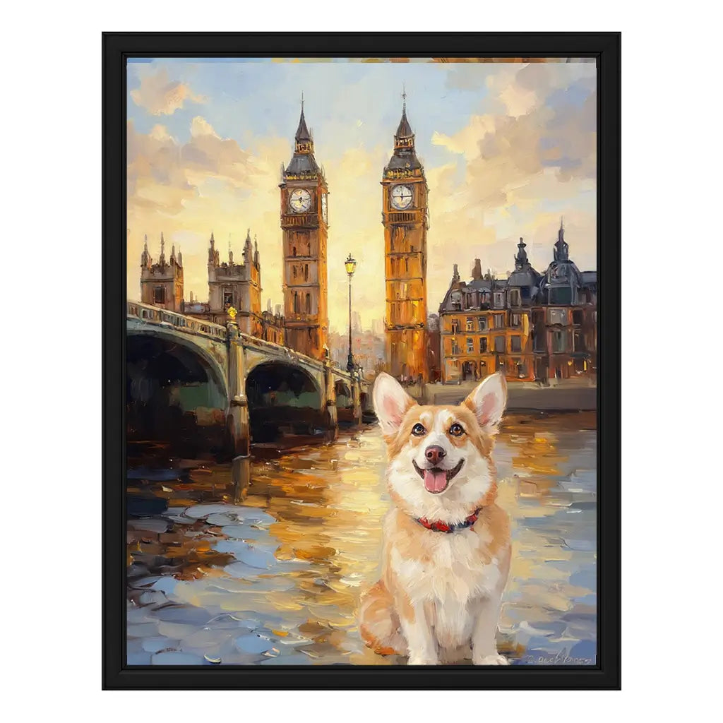 Personalized Corgi London Landmark Big Ben Art by Tailprints