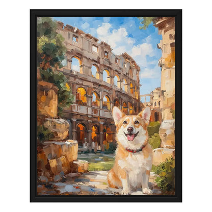 Personalized Corgi Rome Colosseum Italy Oil Art by Tailprints