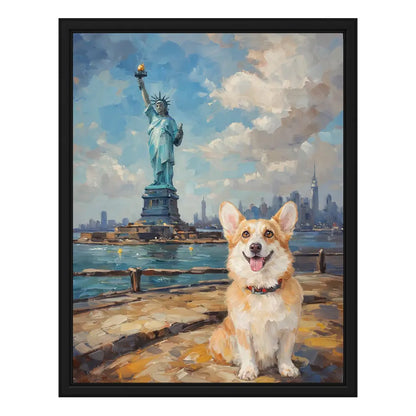 Personalized Corgi Statue of Liberty New York City Art by Tailprints