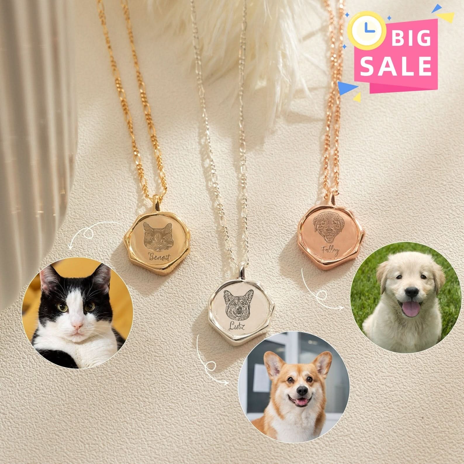 Custom Pet Face Necklace - TailPrints