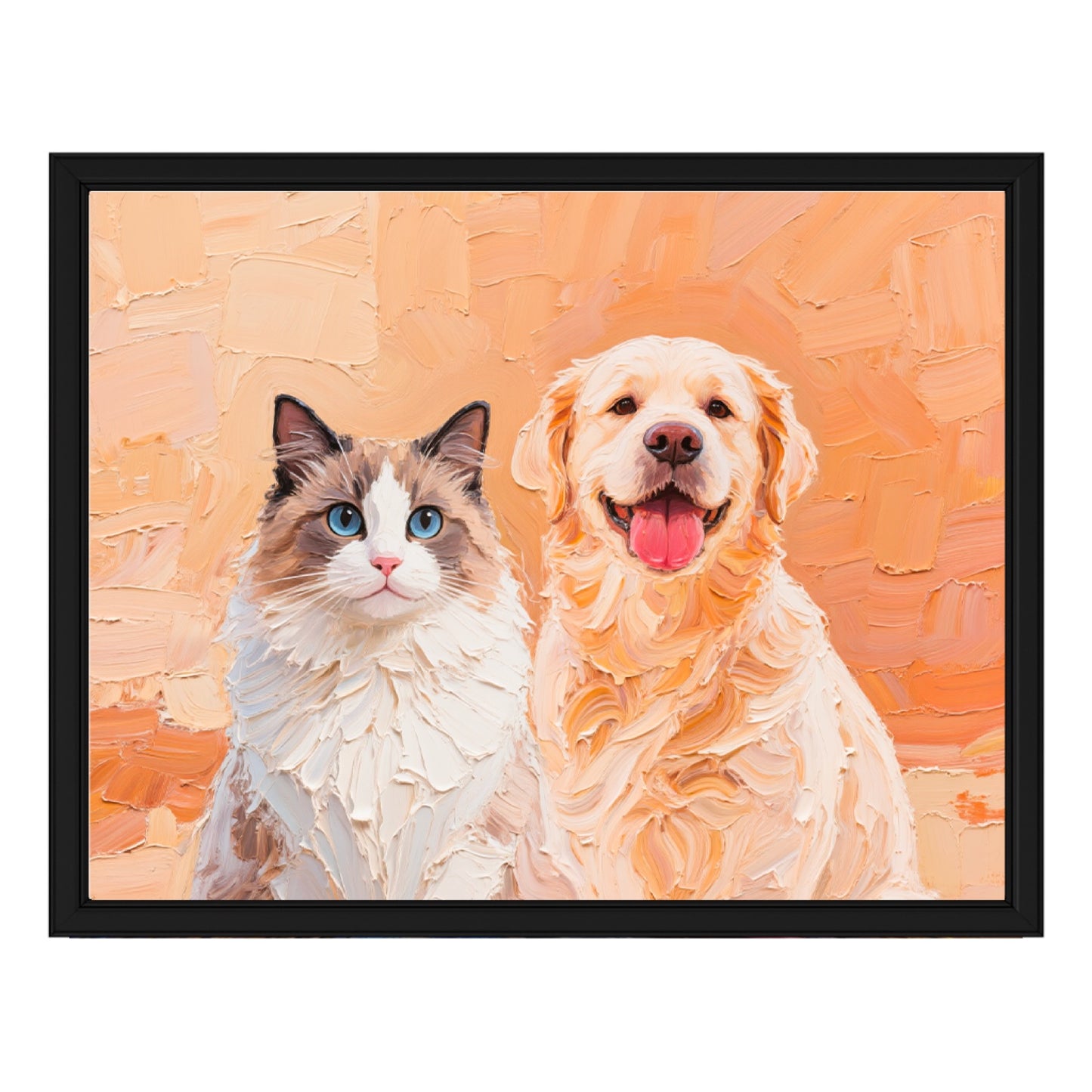 Two pets in one palette knife oil painting