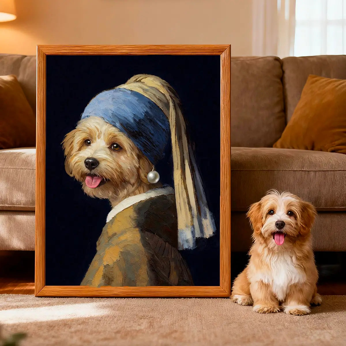 Personalized dog pearl earring portrait with real pet gift idea by Tailprints