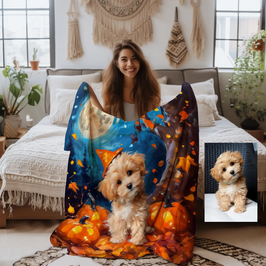 Halloween-Themed Custom Pet Blanket