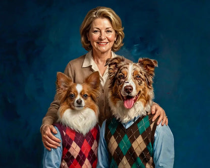 Personalized woman with two dogs oil painting portrait by Tailprints