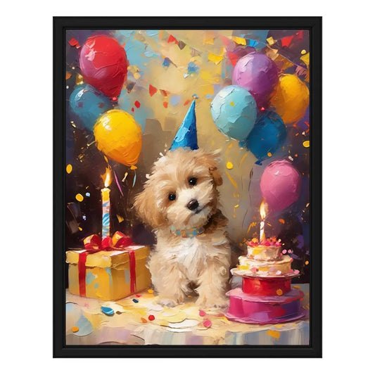 Framed Personalised Dog Birthday Canvas Print Gift by Tailprints
