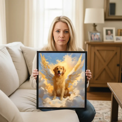 Personalized pet memorial gift for dog loss with angel wings painting by Tailprints