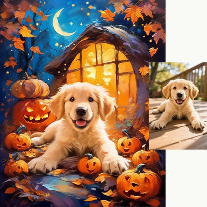 Personalized Golden Retriever Puppy Halloween Gift b