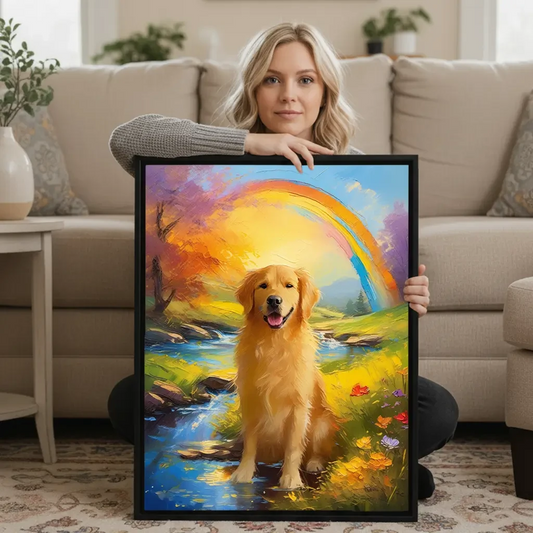 Personalized Golden Retriever rainbow bridge remembrance gift for dog lovers by Tailprints