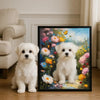 Monet-style garden oil painting pet portrait