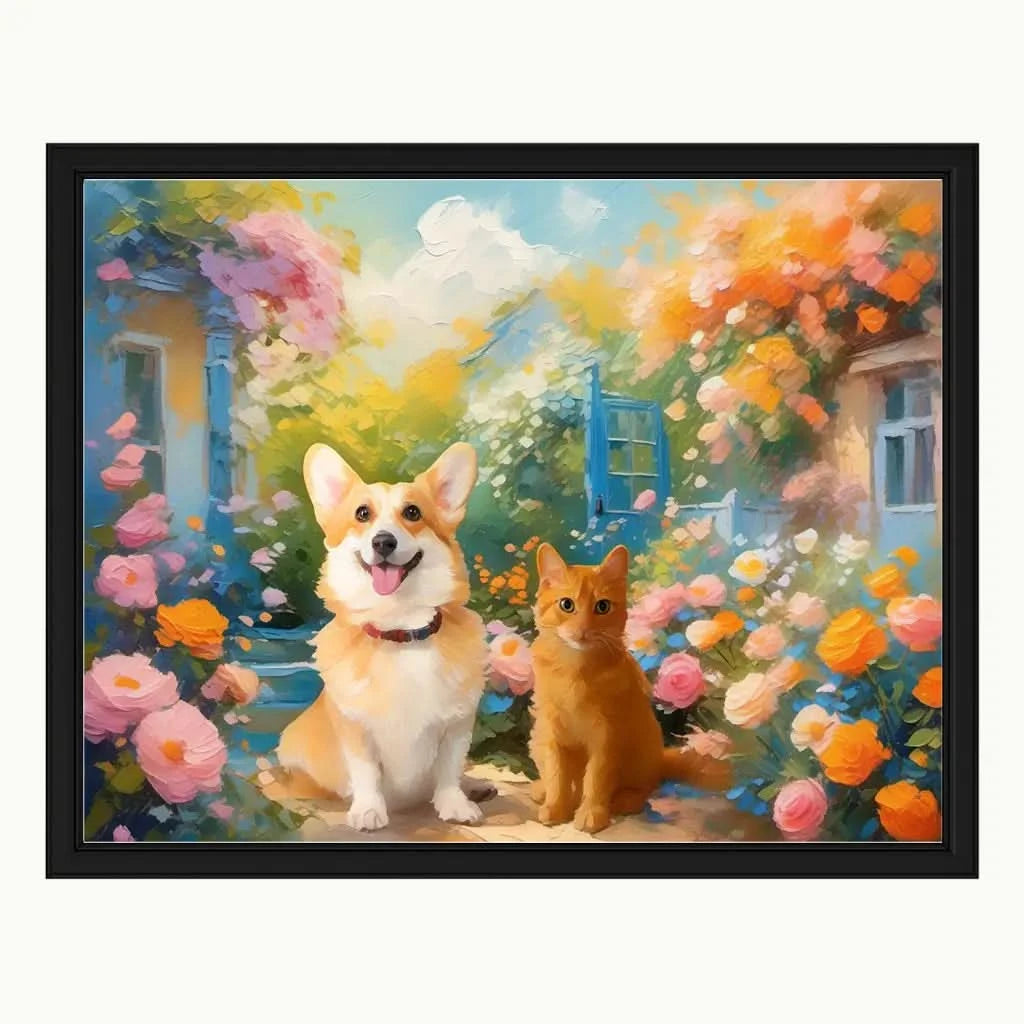 Multi-pet Floral Oil Painting styles for dogs and cats by Tailprints.