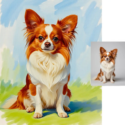 Custom Papillon dog colorful impressionist painting unique pet gift by Tailprints