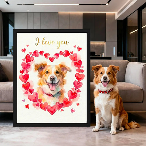 Personalized dog watercolor art frame home gallery by Tailprints.