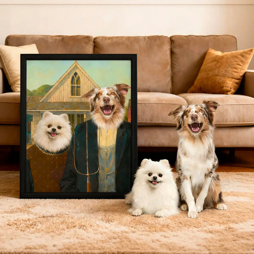 Custom pet portrait with real dog and puppy unique pet owner gift by Tailprints