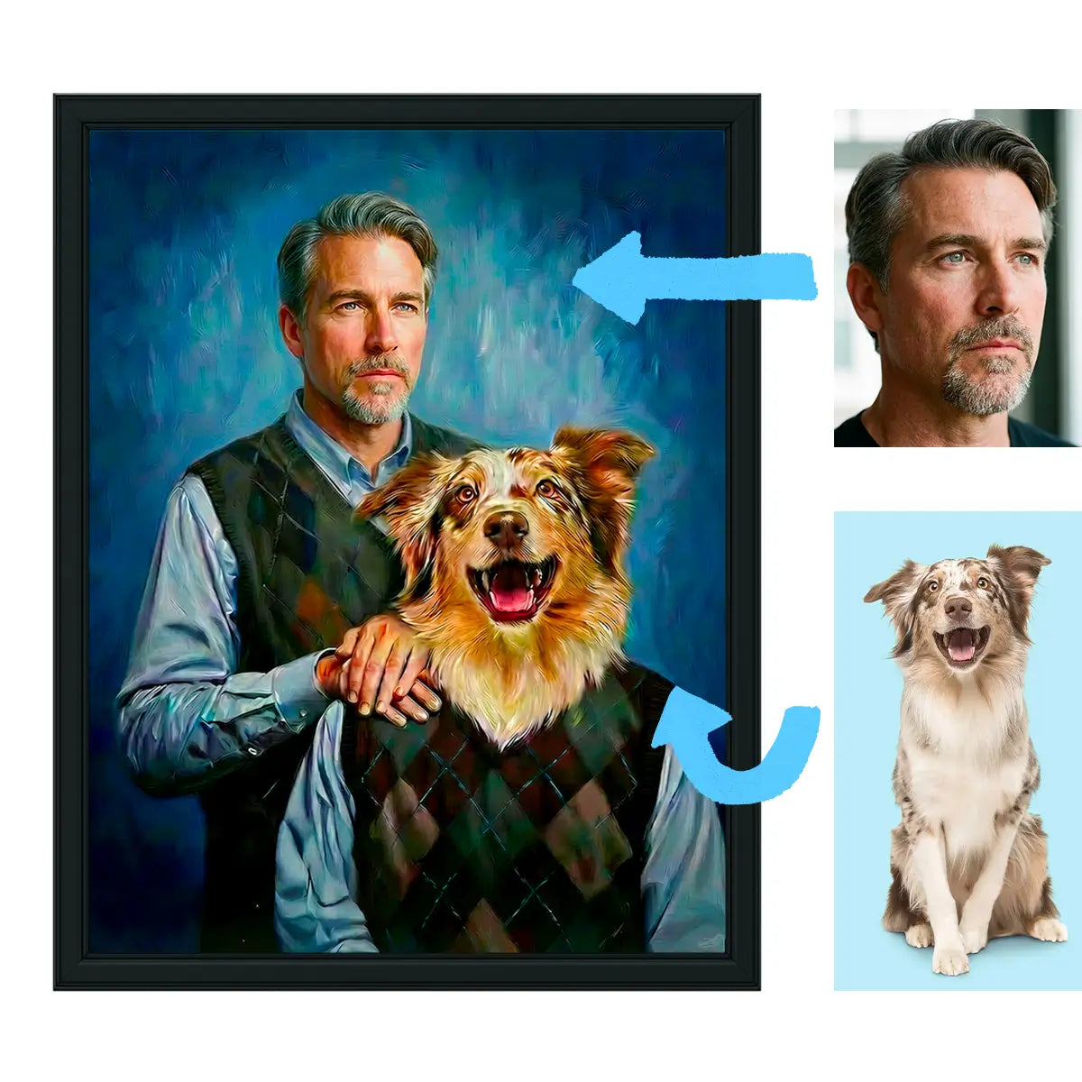 Turn photo into painting custom pet and owner art process by Tailprints