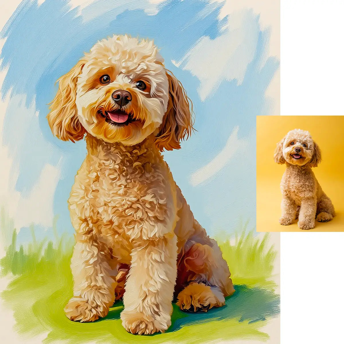 Personalized Poodle modern vibrant impasto pet portrait wall decor by Tailprints