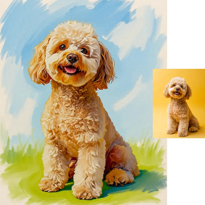 Personalized Poodle modern vibrant impasto pet portrait wall decor by Tailprints