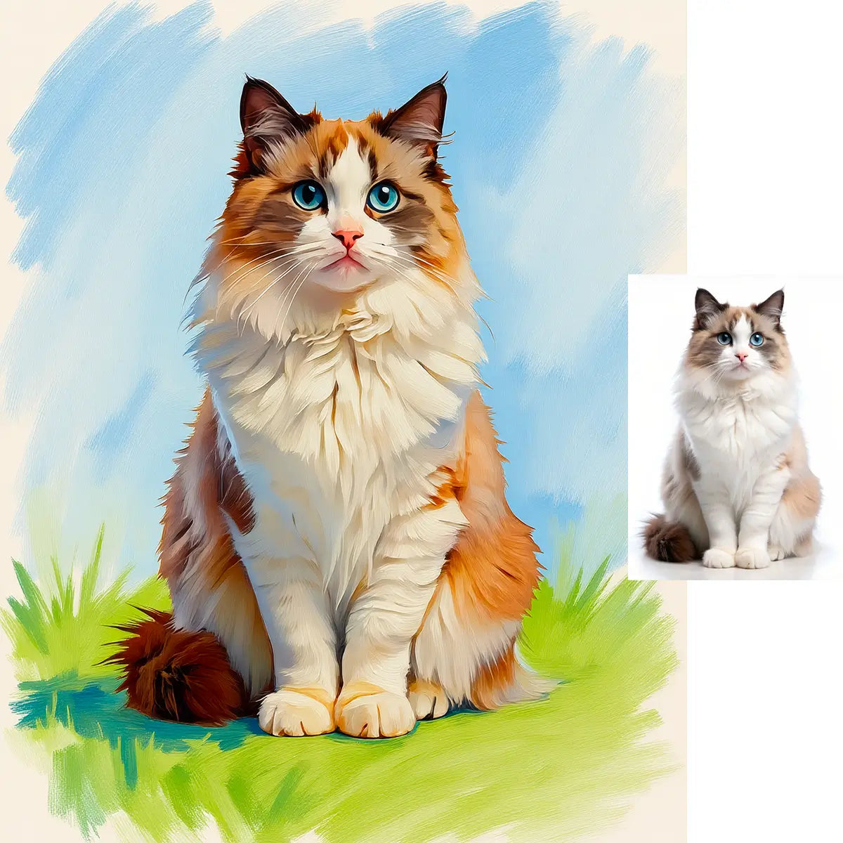 Personalized Ragdoll cat modern impasto fine art cat lover gift by Tailprints