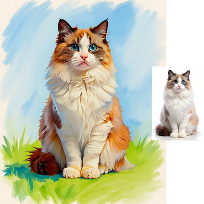 Personalized Ragdoll cat modern impasto fine art cat lover gift by Tailprints