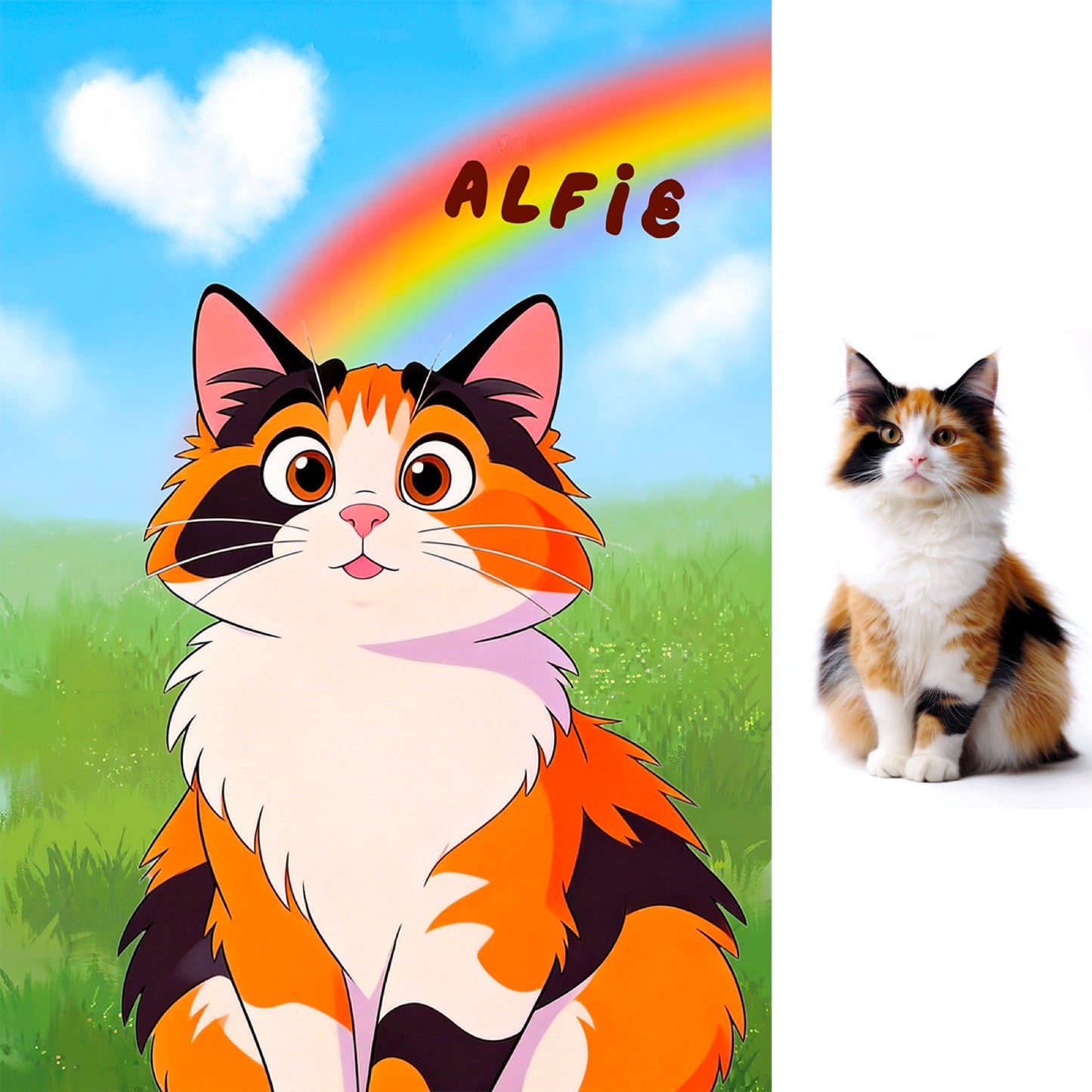 Before and after: your pet photo turned into custom cartoon LED art