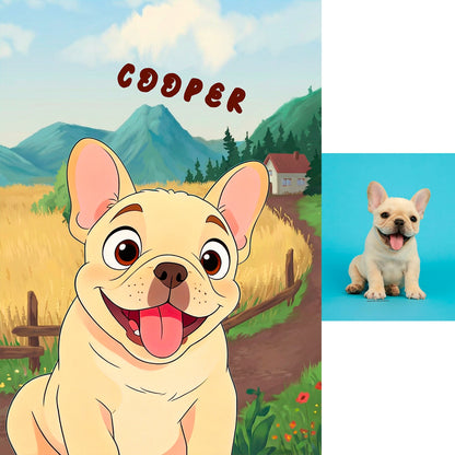 Before and after: your pet photo turned into custom cartoon LED art