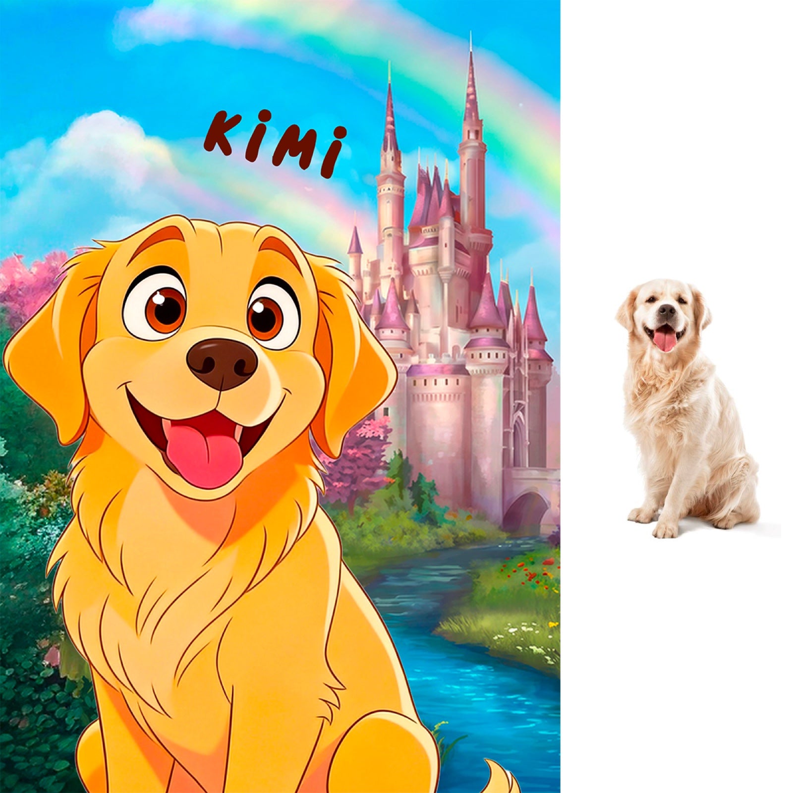Before and after: your pet photo turned into custom cartoon LED art