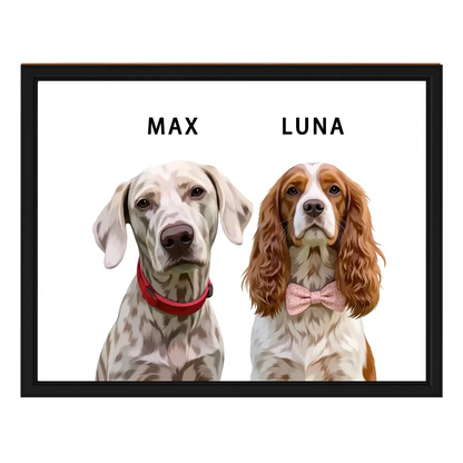 Personalized Two Pets Digital Illustration Custom Dog Couple Art by Tailprints