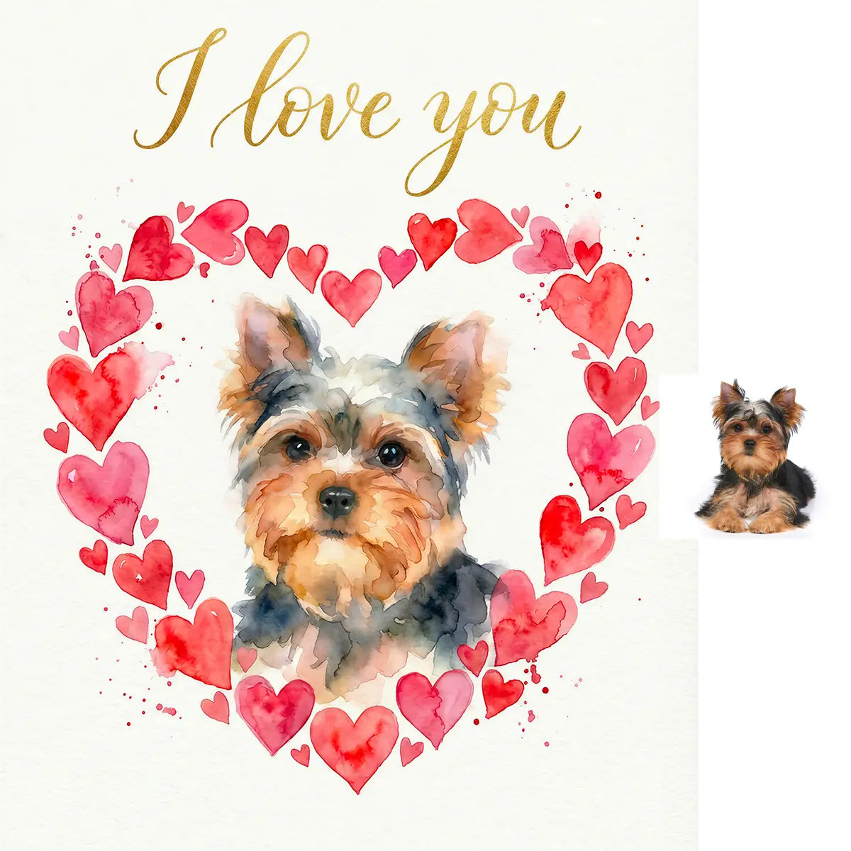 Custom Yorkshire Terrier watercolor art from photo gift by Tailprints