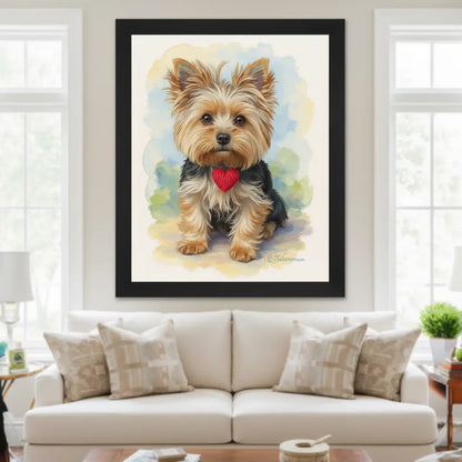 Personalized Yorkshire Terrier watercolor oil mix wall decor for living room by Tailprints